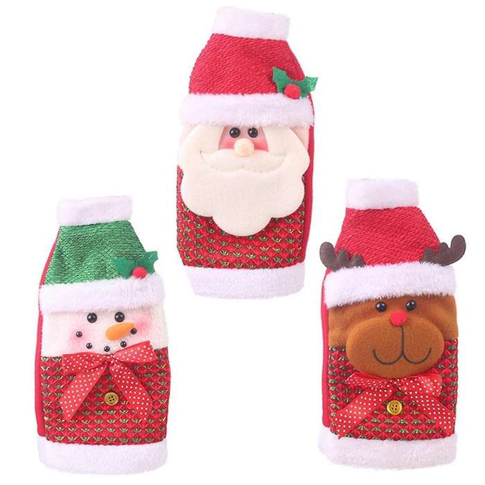 3Pack Christmas Wine Bottle Bags, Sweater Wine Bottle Cover Bags Wine Bottle Cover Cute Santa Reinde