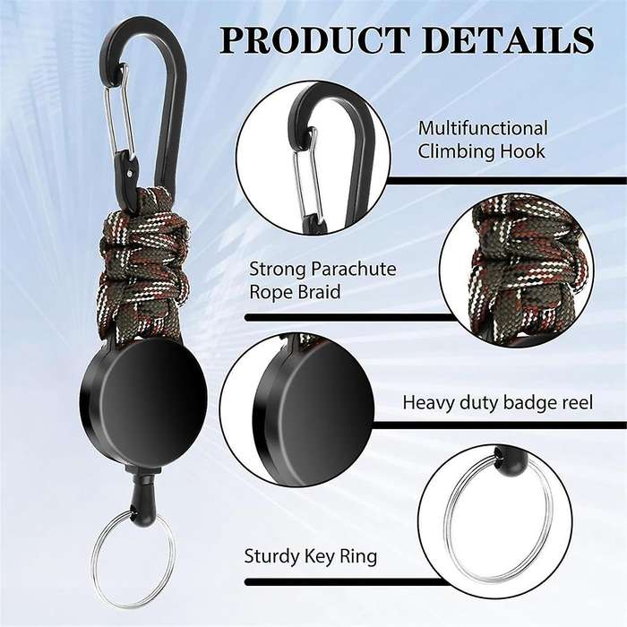 3Pack Retractable Keychain Heavy Duty Retractable Lanyard Badge Holder Retractable Clip Retractable