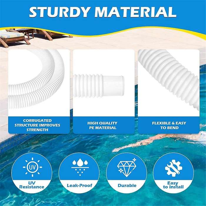 3Pcs 1.25in Pool Hose,59in Long Accessory Pool Pump Hoses for 1-1/4in Diameter All Above Ground Pool