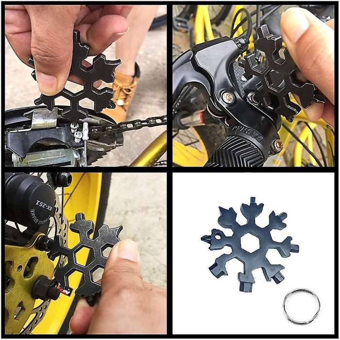 3Pcs 18 in 1 Snowflake Multi-Tool Outdoor Travel Camping Multi-Function Key Ring, Stainless Steel Mu
