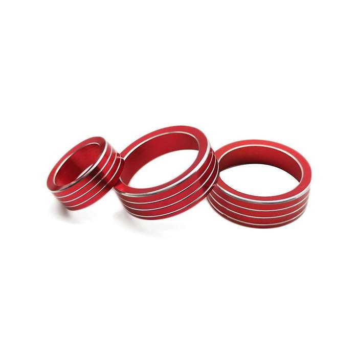 3pcs Air Ac Knob Control Volume Red Cover Rings for Xv Forester 2018-2023 Car Center Console Knob R