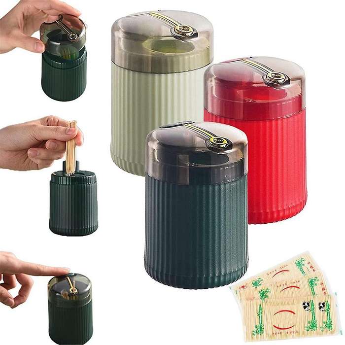 3pcs Automatic Toothpick Dispense, Push-type Toothpick Storage Box Toothpick, New Toothpick Holder
