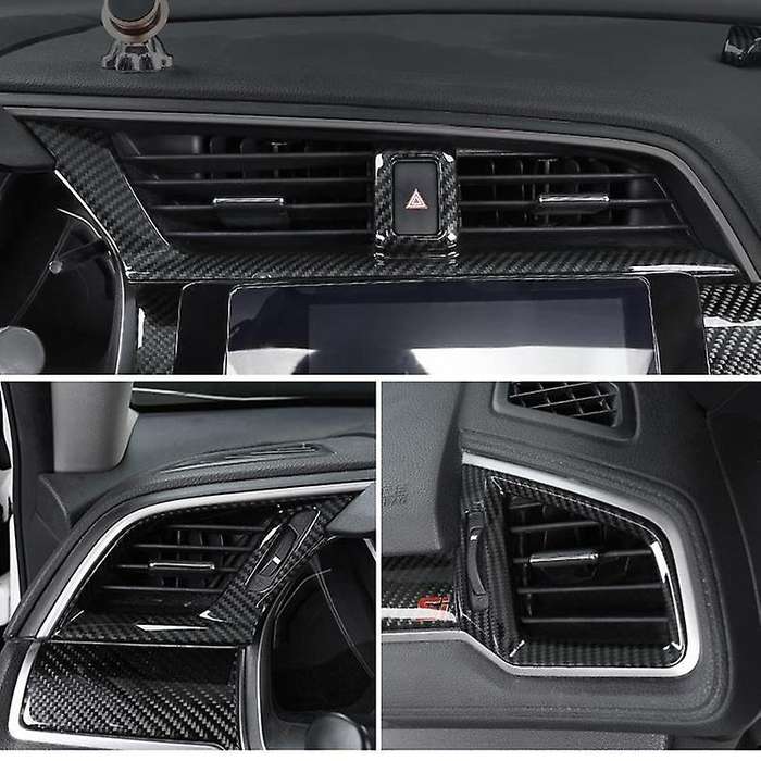 3PCS Car Air Conditioning Vent Trim Carbon Fiber Air outlet Frame Decoration Accessories for 2016-20