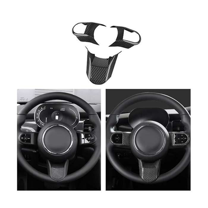 3pcs Car Carbon Fiber Steering Wheel Panel Cover Decoration Sticker for F55 F56 F57 2021 2022
