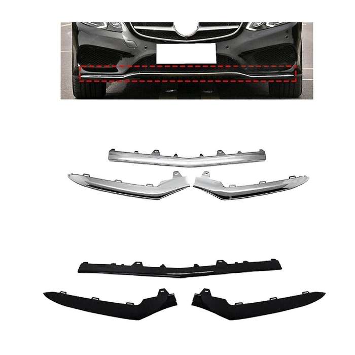 3Pcs Chrome Front Bumper Moulding Lip Trim Strip for E Class W212 14-16 A2128852774 A2128852874 A212
