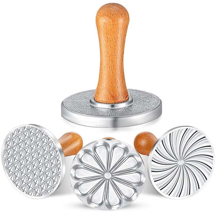 3pcs Cookie Stamps Metal Cookie Press Mold with Wooden Handle for Diy Baking Cake Pastry Cutters Coo