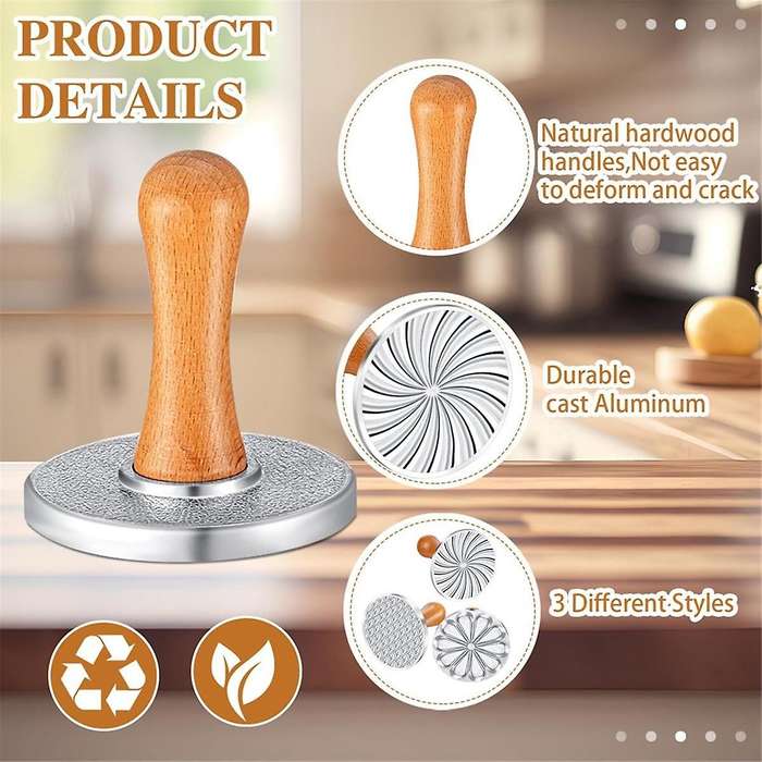 3pcs Cookie Stamps Metal Cookie Press Mold with Wooden Handle for Diy Baking Cake Pastry Cutters Coo