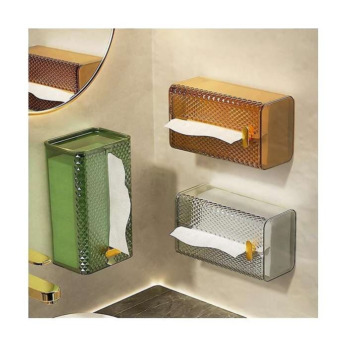 3pcs Convenient Bathroom Decor Adhesive Wall Mounted Napkin Organizer Paper Holder Paper Towel Tissu