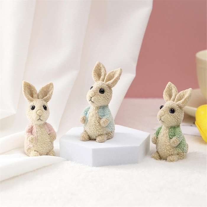 3Pcs Easter Day Bunny Decor Easter Spring Bunny Decor Handmade Figurines for Easter Decor Gift