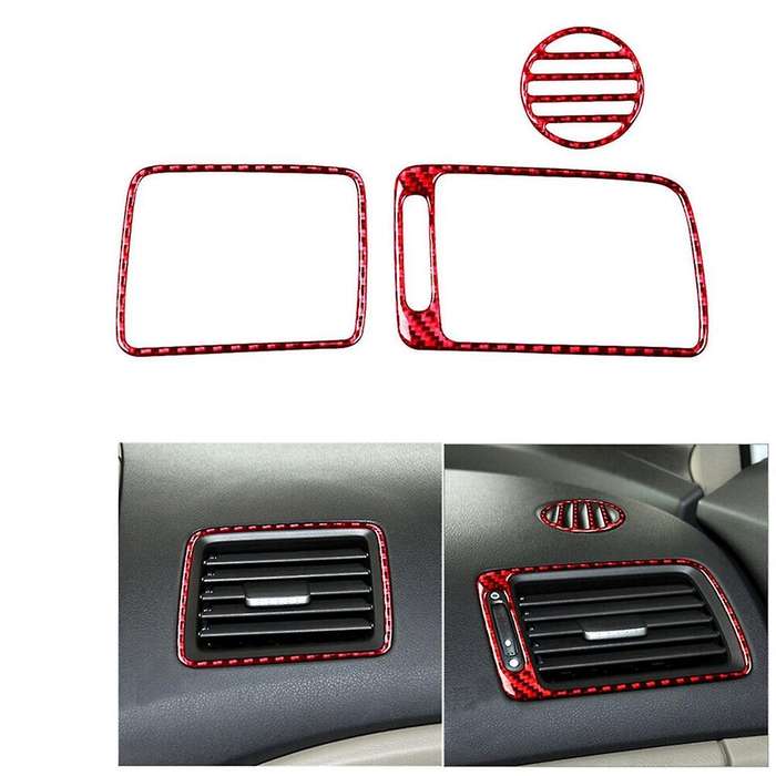 3pcs for 8th Gen 2006-2011 Red Carbon Fiber Cover Trim