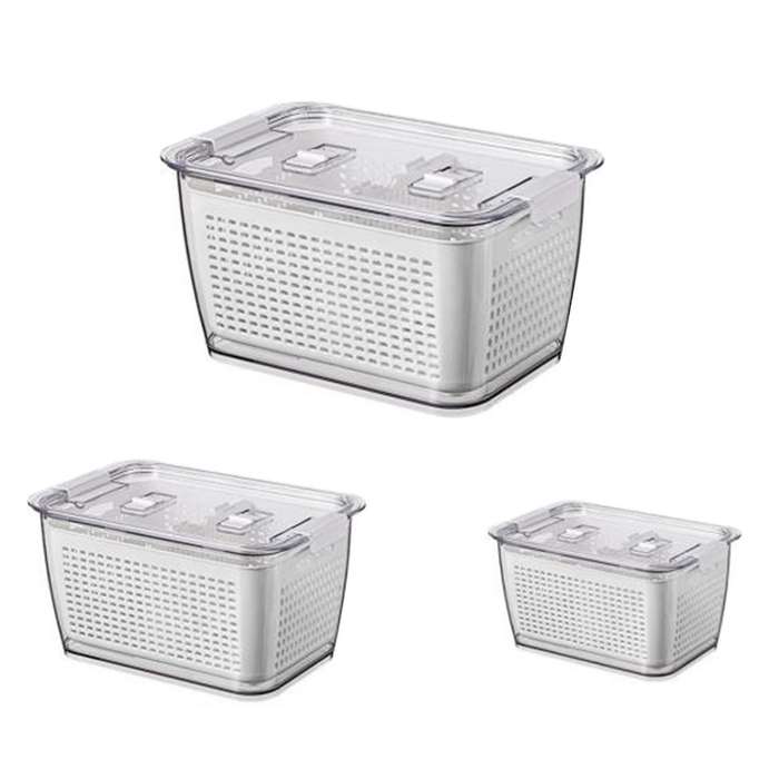 3Pcs Fridge Storage Box Container Fruits Box Vegetable Food Partitioned Food Storage Container with