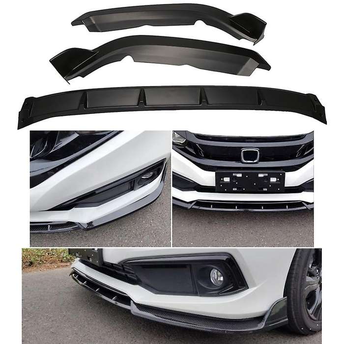 3PCS Front Bumper Body Kit Front Splitter Spoiler Cover Trim for 2019-2020 Matte Black