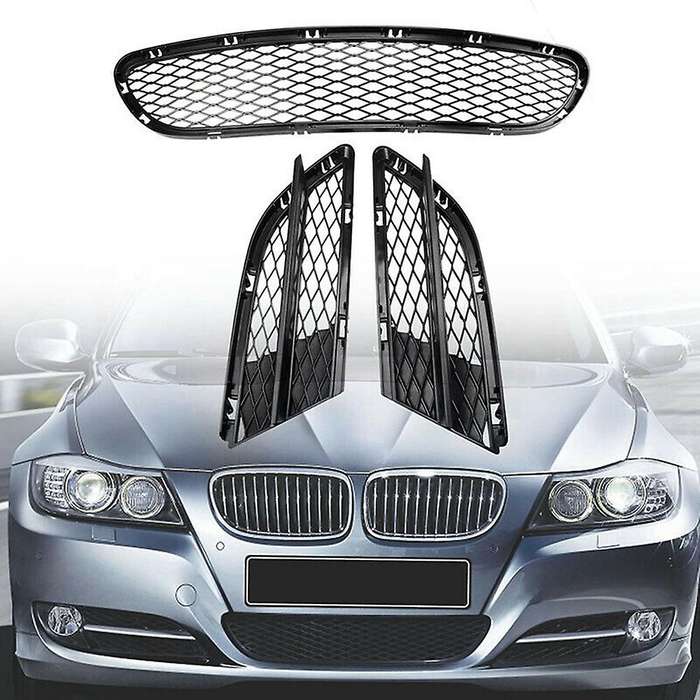3PCS Front Lower Bumper Grille Mesh for 3 Series E90 E91 325I 328I 335I 2008-2012