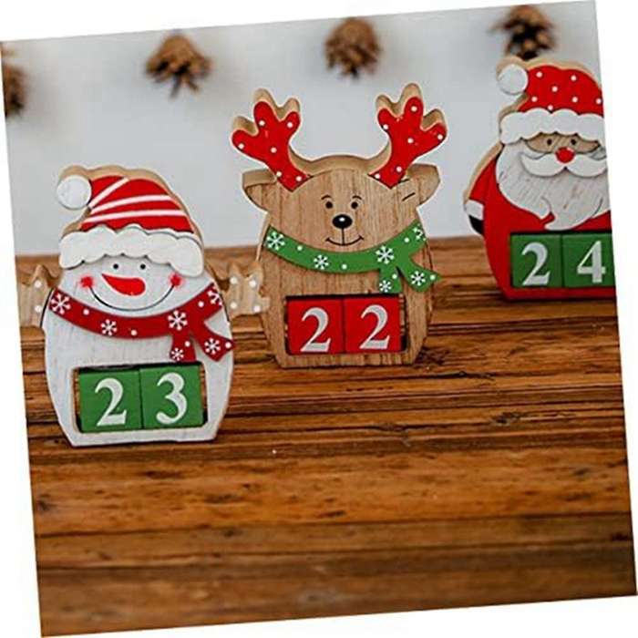 3pcs Perpetual Calendar Cube Christmas Countdown Block Desktop -decor Table Decor Ornament Decorate