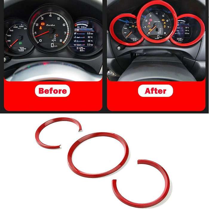 3Pcs Red Dashboard Decorative Ring Cover Trim for  2014-2020