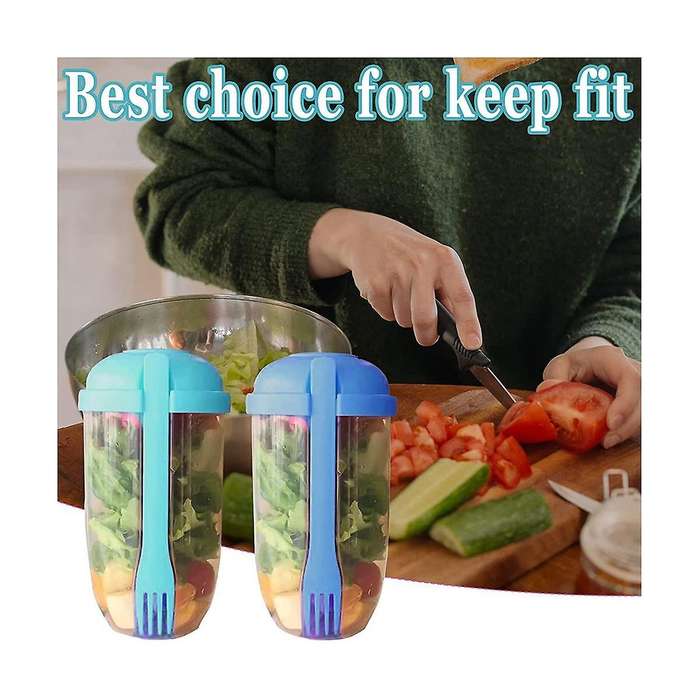 3pcs Salad Meal Shaker Cup,33.8 Oz Salad Cup with Fork and Salad Dressing Holder, Salad to Go Conta