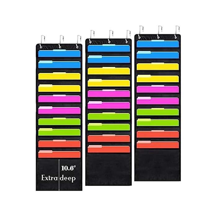 3pcs Scrapbook Paper Storage, 12 X 12 Inch Hanging Paper Storage Bags with Door Hooks for Scrapbooki