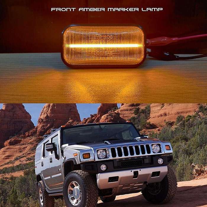 3Pcs Smoked LED Front Amber Cab Roof Marker Light for H2 2003-2009 / 2005-2009