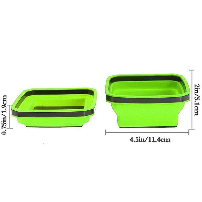 3pcs Square Silicone Foldable Magnetic Parts Tray Hardware Tools Parts Box Silicone Tool Tray