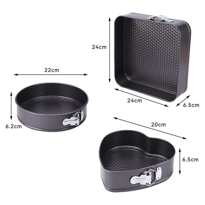 3Pcs Springform Cake Pan Non-Stick Cheese Cake Pan, Removable Bottom Leakproof Cake Pan for Baking E
