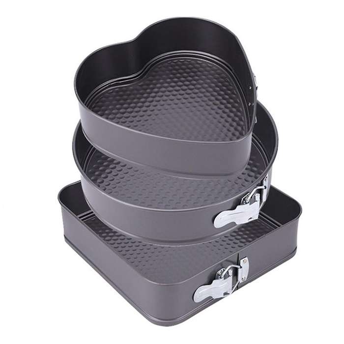 3Pcs Springform Cake Pan Non-Stick Cheese Cake Pan, Removable Bottom Leakproof Cake Pan for Baking E