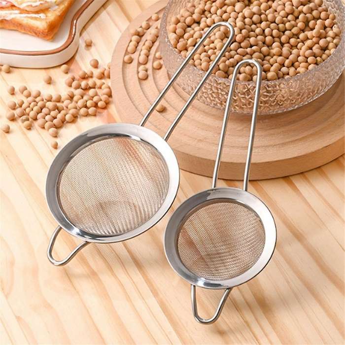 3pcs Stainless Steel Fine Mesh Food Filter for Baking Sifting Flour Sieve Juicing Soybean Baking Kit