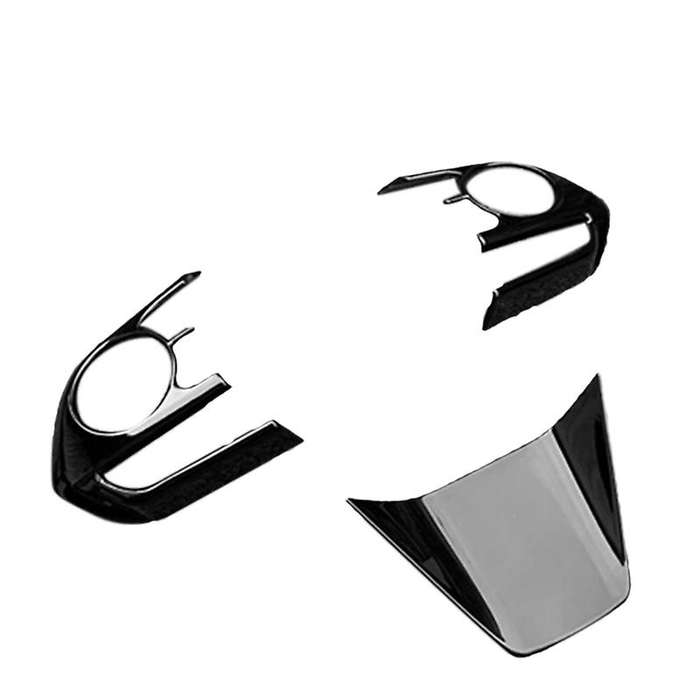 3Pcs Steering Wheel Panel Cover Bezel Trim Cover Interior Accessories for Venza XU80 2020 2021 Black