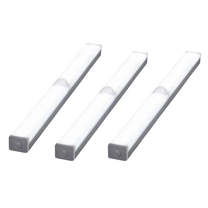 3PCS USB Motion Sensor LED Closet Light Body Induction Under Cabinet Drawer Wardrobe Night Light Whi