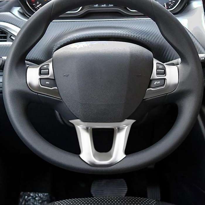 3Pcs/Set Car Steering Wheel Decoration Cover Trim Sticker Fit for 2008 208 308 2014-2018 Matte Silve