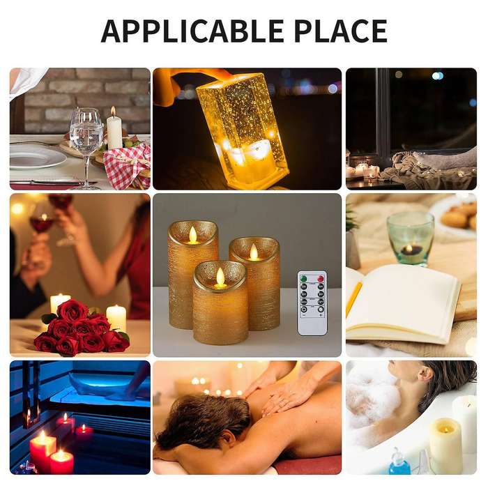3Pcs/Set LED Flameless Candle Lights Remote Flickering Candles Battery Powered for Home Wedding Birt