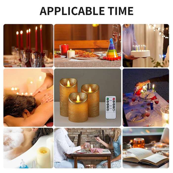3Pcs/Set LED Flameless Candle Lights Remote Flickering Candles Battery Powered for Home Wedding Birt