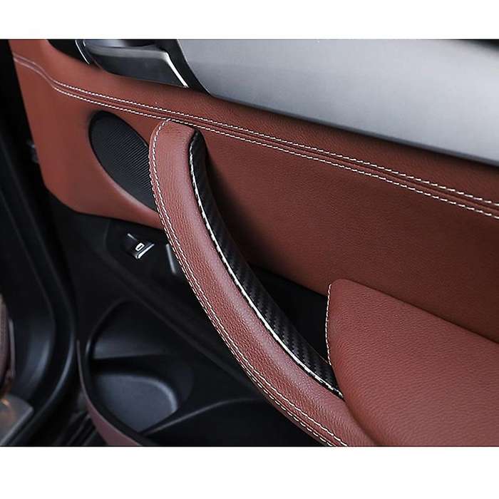 3PCS/Set RHD Inner Door Pull Handle Trim Cover Carbon Fiber Pattern Car Interior for - X5 X6 F15 F16