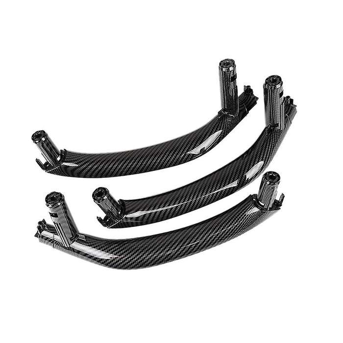 3PCS/Set RHD Inner Door Pull Handle Trim Cover Carbon Fiber Pattern Car Interior for - X5 X6 F15 F16