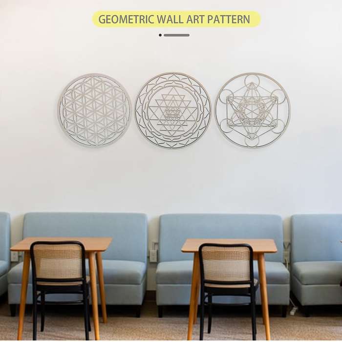 3pcs/set Sacred Geomtry Wall Art Set Wooden Wall Art, Sacred Geometry Art, Sculpture, Wall Decorati