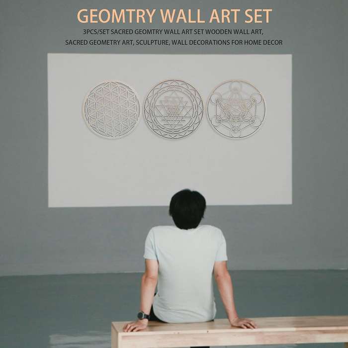 3pcs/set Sacred Geomtry Wall Art Set Wooden Wall Art, Sacred Geometry Art, Sculpture, Wall Decorati