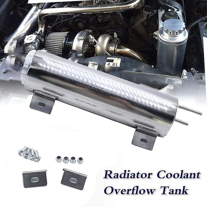 3x10 Inch 32 Oz Stainless Steel Polished Radiator Overflow Tank Bottle Catch Can Car Modification Co