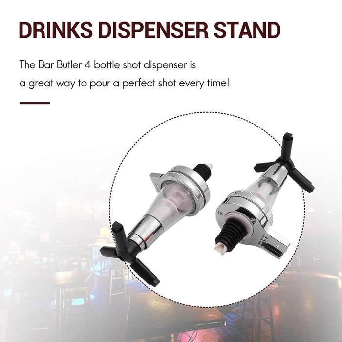 4 Bottle Stand Optic Dispenser Drinks Wine Spirits Steel Bar Butler Wall Mounted