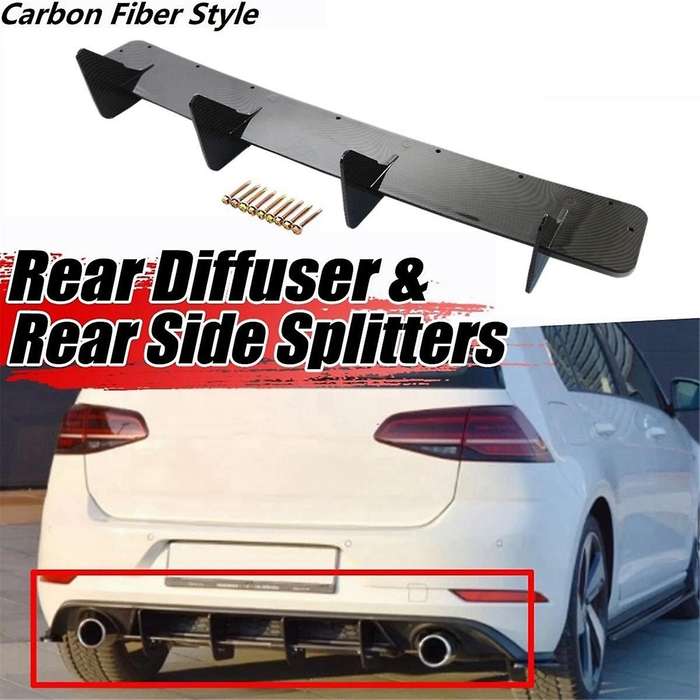 4 Fins Water Transfer Rear Lip Wind Blade Tail Lip Rear Blade Spoiler Car for Golf 7 Mk7