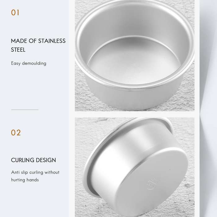 4 Inch Cake Pan,6 Piece Mini Cake Pan Round Tier Baking Cake Pans Set for Baking Steaming,baking Ro
