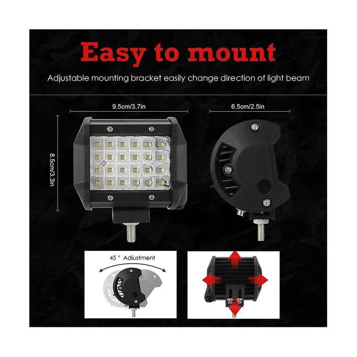 4 Inch Headlight Led Work Light Bar for Truck Pickup 4wd Off Road Atv Suv Auto Utv Accessories (2 P