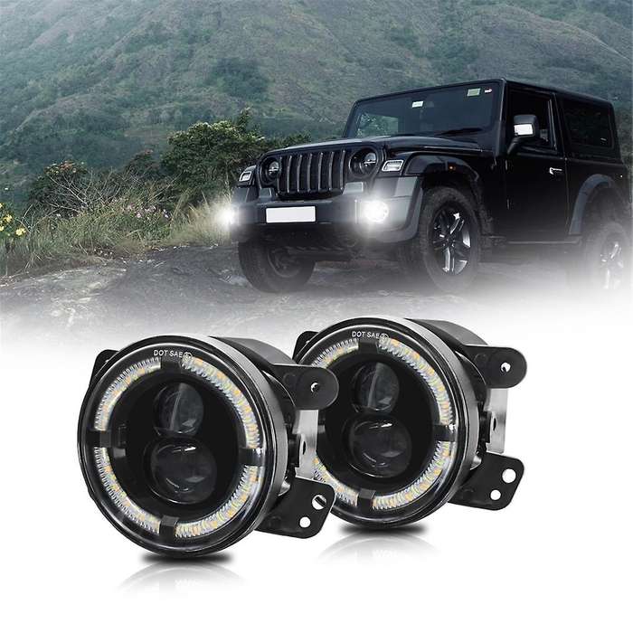 4 Inch Round Led Fog Lights with White Drl Amber Turn Signal Lights for Wrangler Jk Accessories