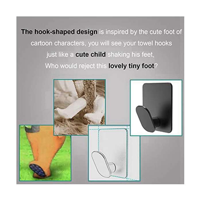 4 Pack Adhesive Hooks Towel Coat Hooks Wall Hooks Stick On Bathroom Or Kitchen