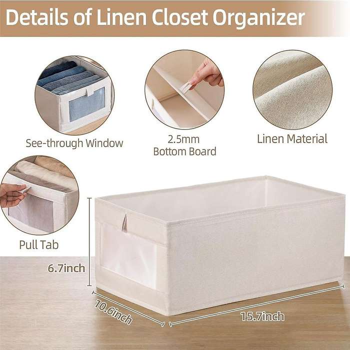 4 Pack Closet Organizers and Storage,foldable Closet Organizer Bins with Clear Window for Organizing
