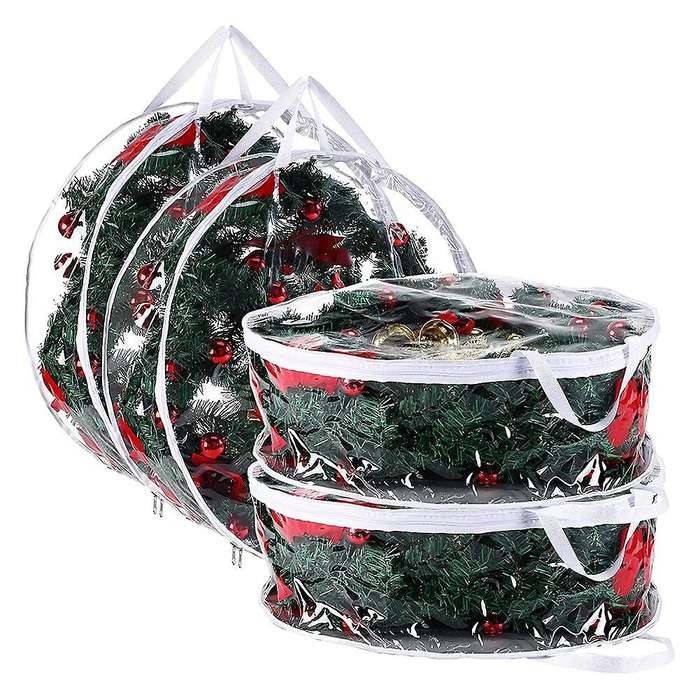 4 Pack Christmas Wreath Storage Container 30 Inch,Artificial Wreath Storage,Holiday Wreath Storage B