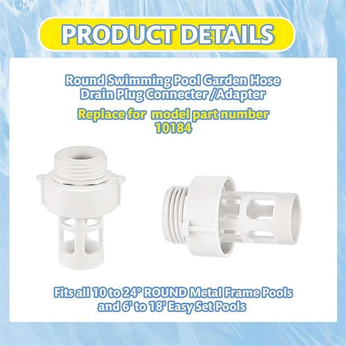 4 Pack Garden Hose Drain Plug Connector Replacement Above Ground Pool Drain Adapter for Round Swimmi