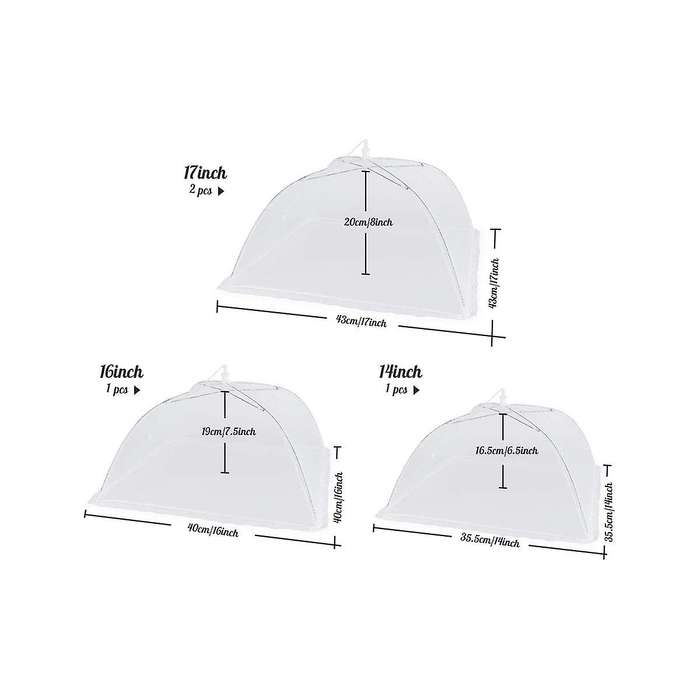 4 Pack Mesh Food Cover -14 Inch/16 Inch /17 Inch Pop-up Food Cover Tent Reusable&collapsible Food N