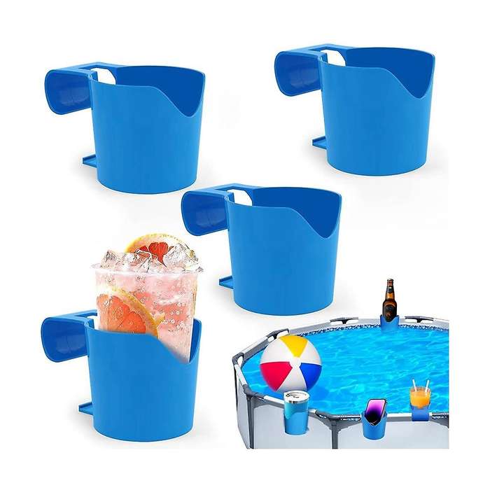4 Pack Poolside Cup Holder for Above Ground Swimming Pool,pool Cup Holder for Drinks Fit 2 Inch Or