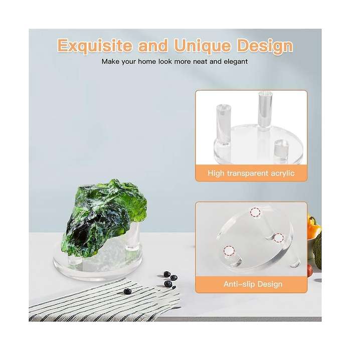 4 Packs 1.9Inch Rock Display Stand, Three- Acrylic Display Stands for Rocks, Minerals Slab, Crystal