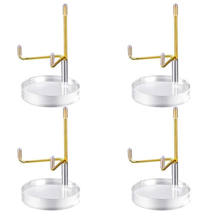 4 Pcs Clear Acrylic Display Stand Holder with Adjustable Metal Arms Display Stand Easel for Crystal
