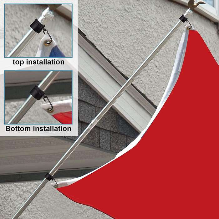 4 Pcs Flag Pole Rings Aluminum Alloy Mounting Rings 360 Degree Rotating Flagpole Anti Wrap Flag Pole